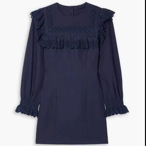 DÔEN 
Minore Ruffled Broderie Anglaise-Trimmed Ribbed Cotton Mini Dress